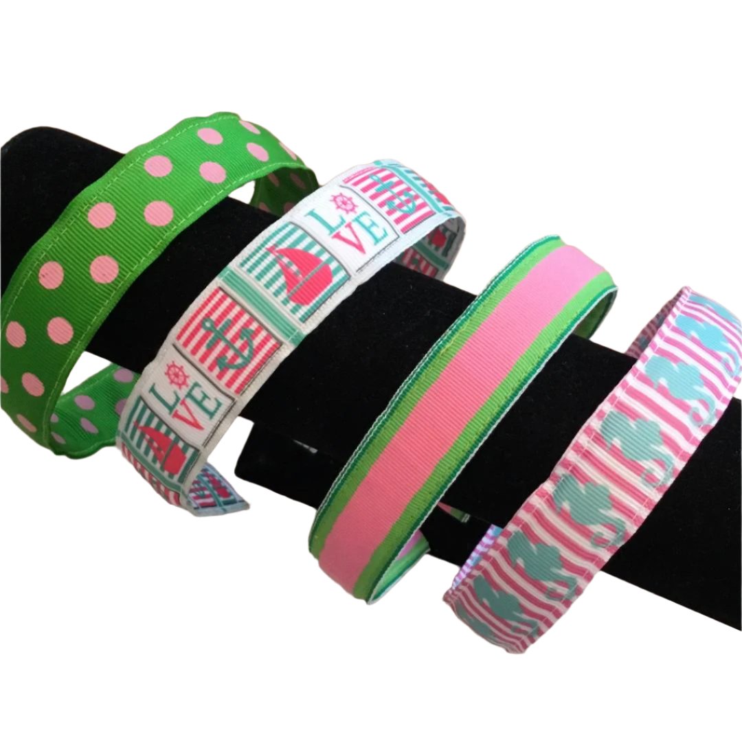 Pink & Green Preppy Print Headbands