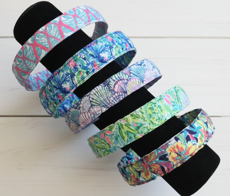 Hues of Blue Preppy Print Headbands, Kids, Adults