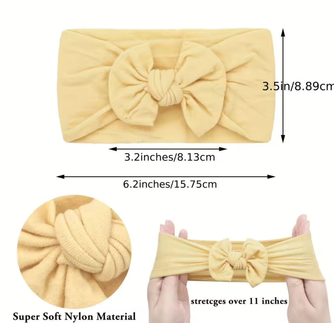 Big Bow Nylon Headband, stretch, fabric, infant, newborn