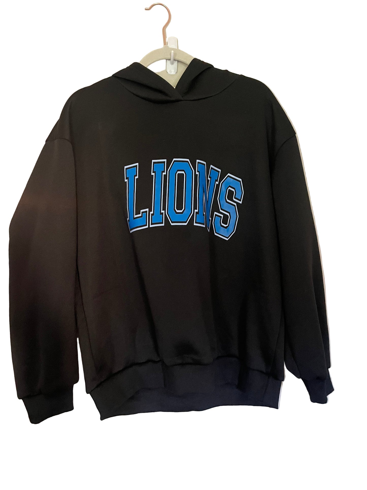 Detroit Lion's Black Hooded Sweatshirt, unisex, football, fleece