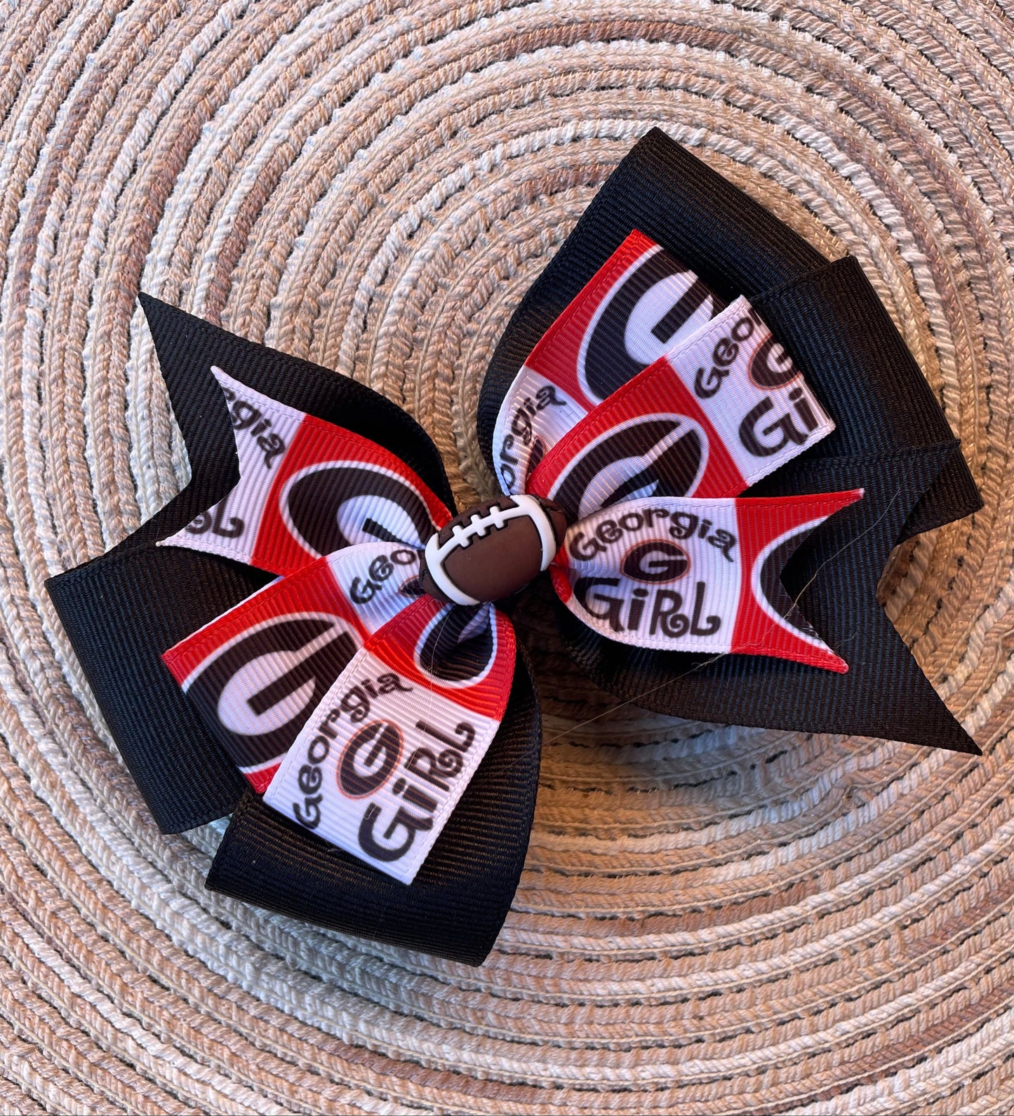 Collegiate Double Hair Bow, University, Georgia, Bulldogs