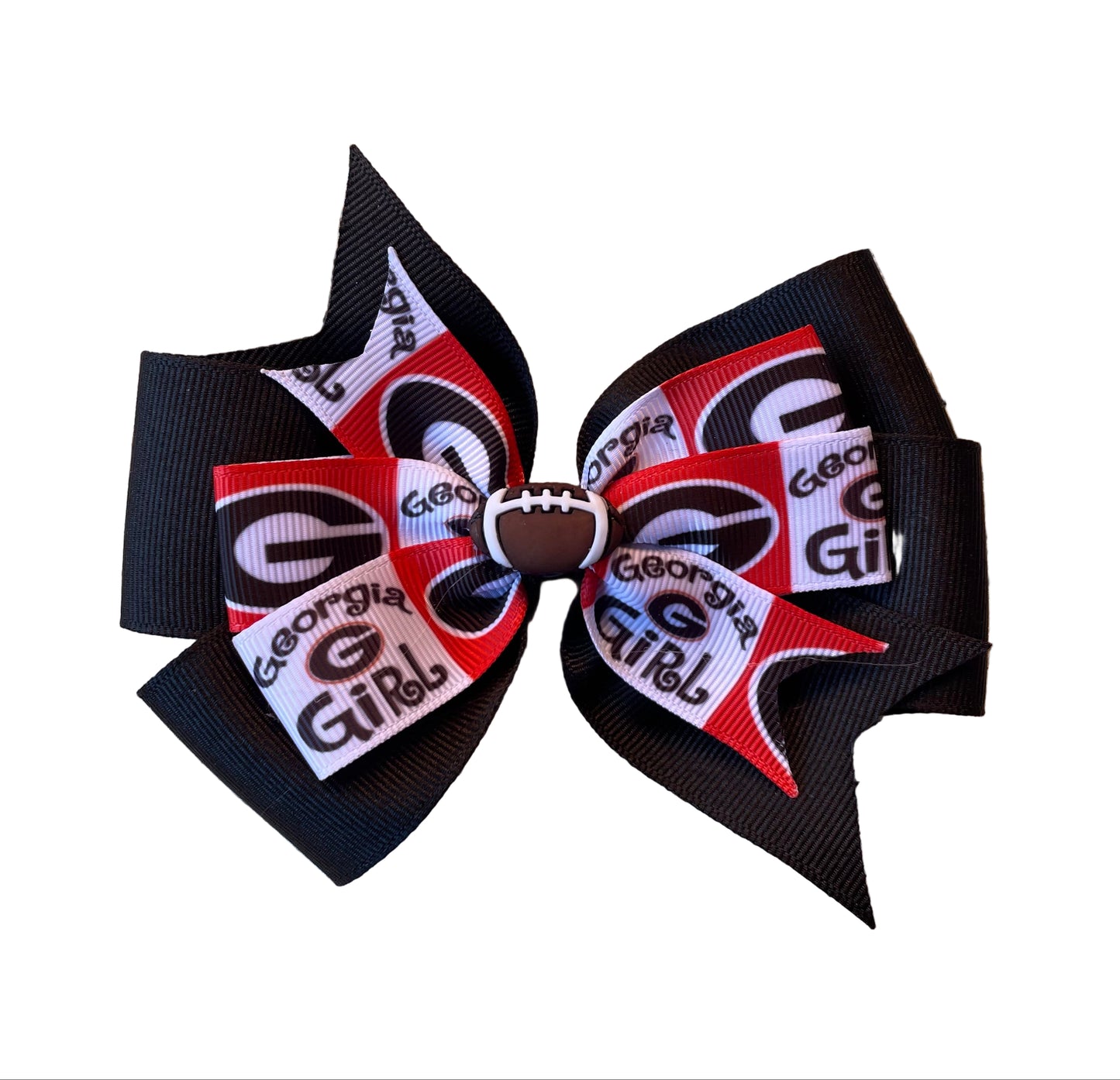 Collegiate Double Hair Bow, University, Georgia, Bulldogs