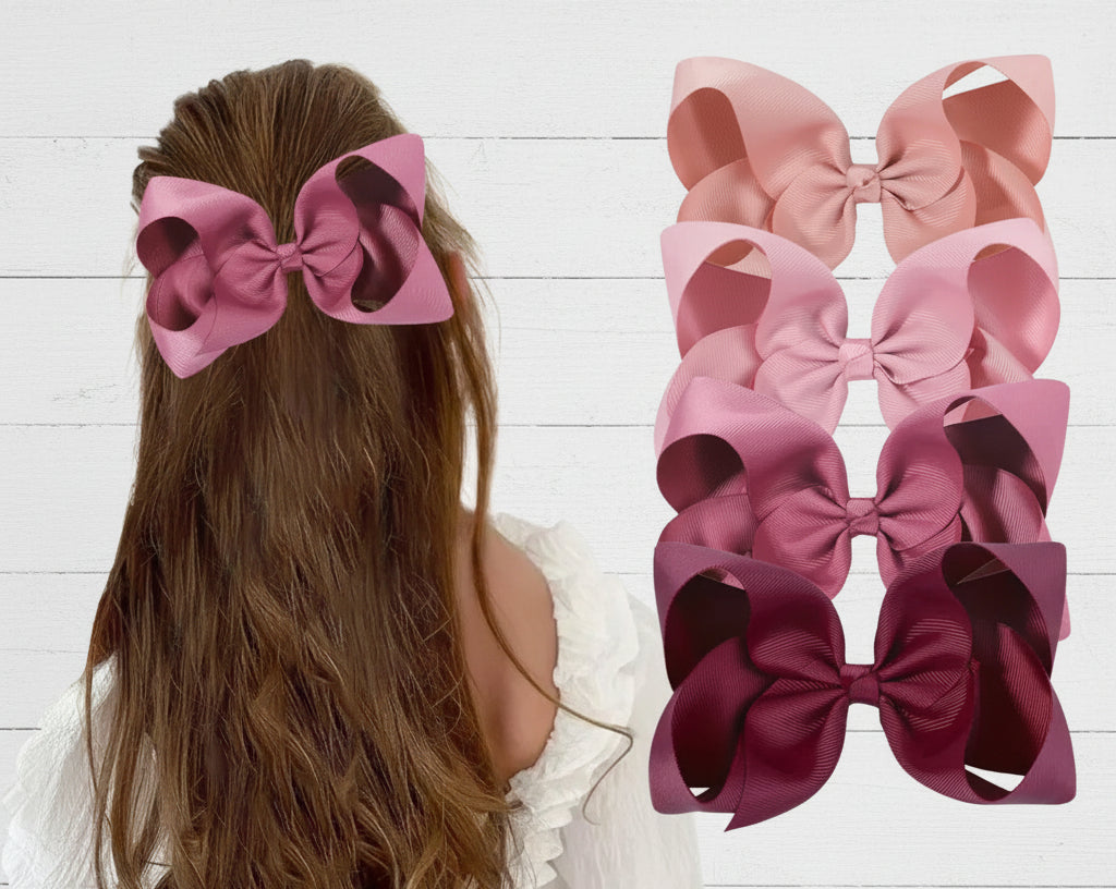 Boutique Loopy Hair Bow, Burgundy/Pink Hues, clip, girl