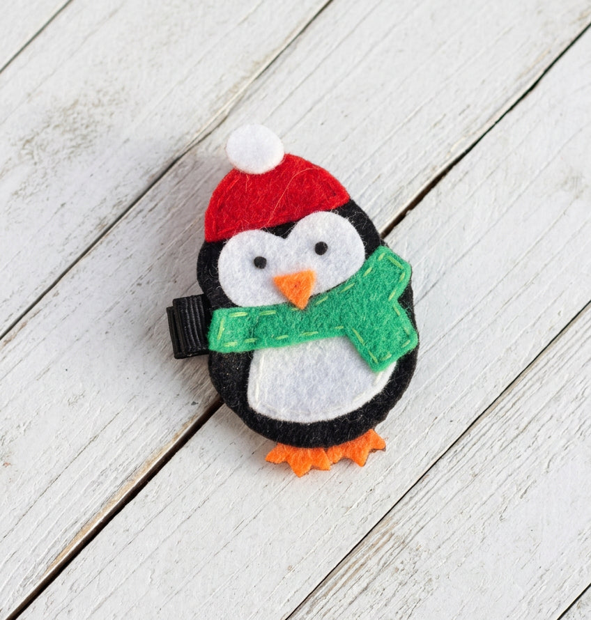 Cute Lil' Penguin Hair Clip, Winter, girl, holiday