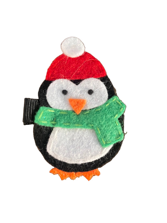 Cute Lil' Penguin Hair Clip, Winter, girl, holiday