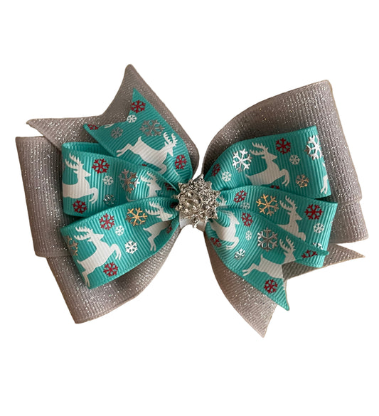 Dashing Thru the Snow Hair Bow, girl, kids, clip, Winter, holiday, Christmas
