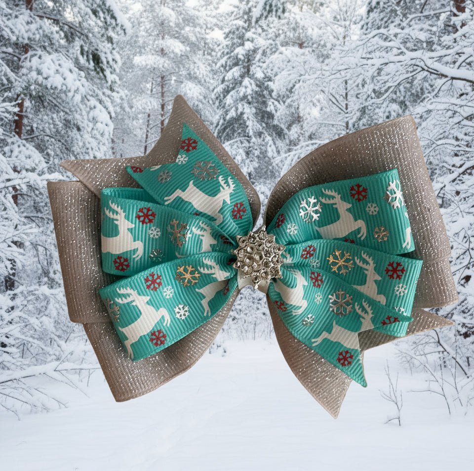 Dashing Thru the Snow Hair Bow, girl, kids, clip, Winter, holiday, Christmas / SALE