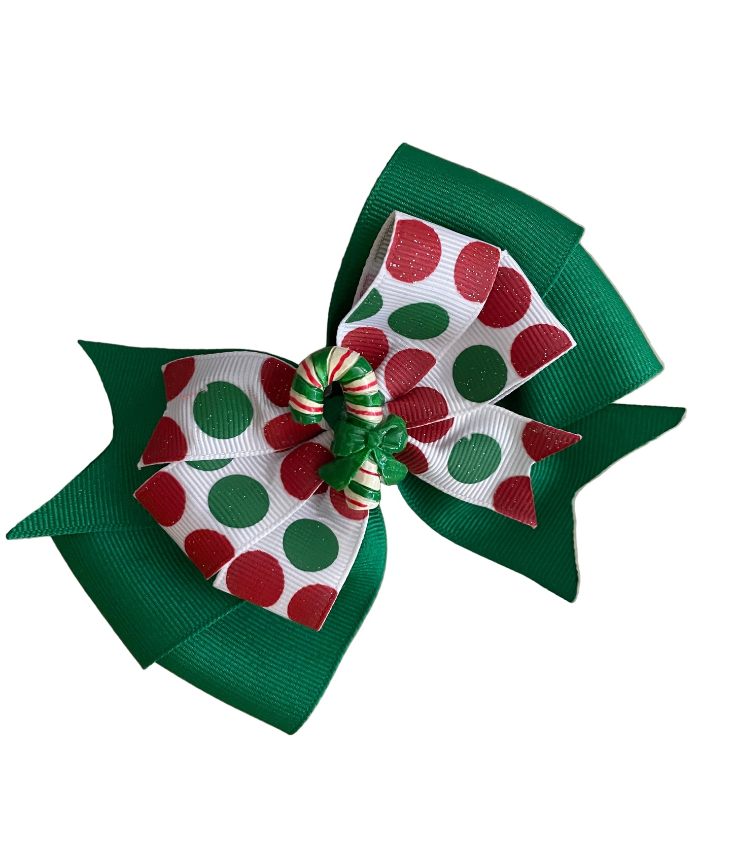 Polka Dot Candy Cane Hair Bow, girl, kids, clip, Winter, holiday, Christmas
