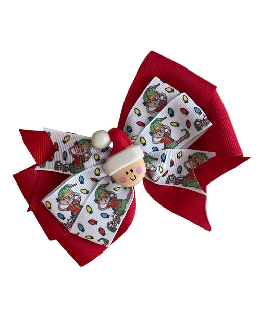 Tangled Elf Hair Bow, girl, kids, clip, Winter, holiday, Christmas