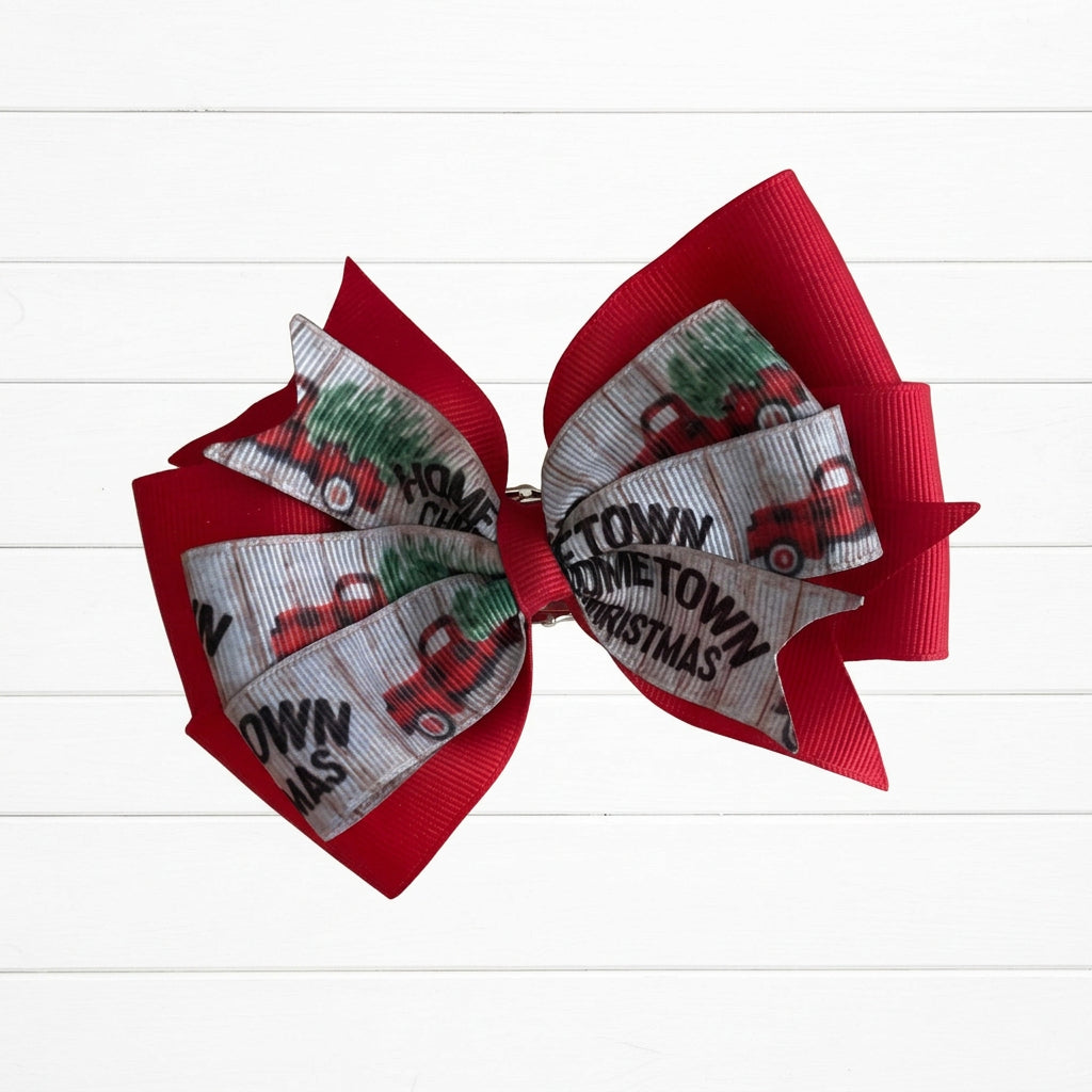 Hometown Christmas Hair Bow, girl, kids, clip, Winter, holiday