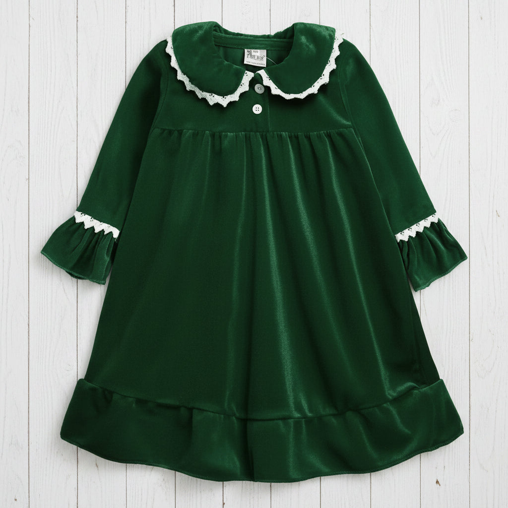 Emerald Stretch Velvet Night Gown, girl's, Sleepwear, holiday, gift, pajamas