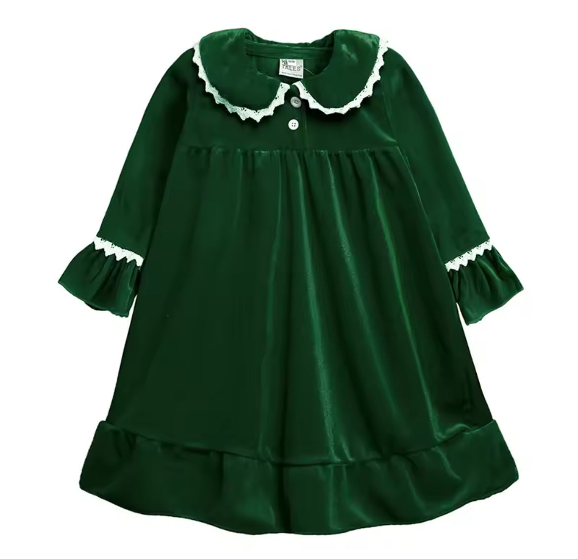 Emerald Velvet Night Gown, girl's, Sleeper, holiday, gift, pajamas