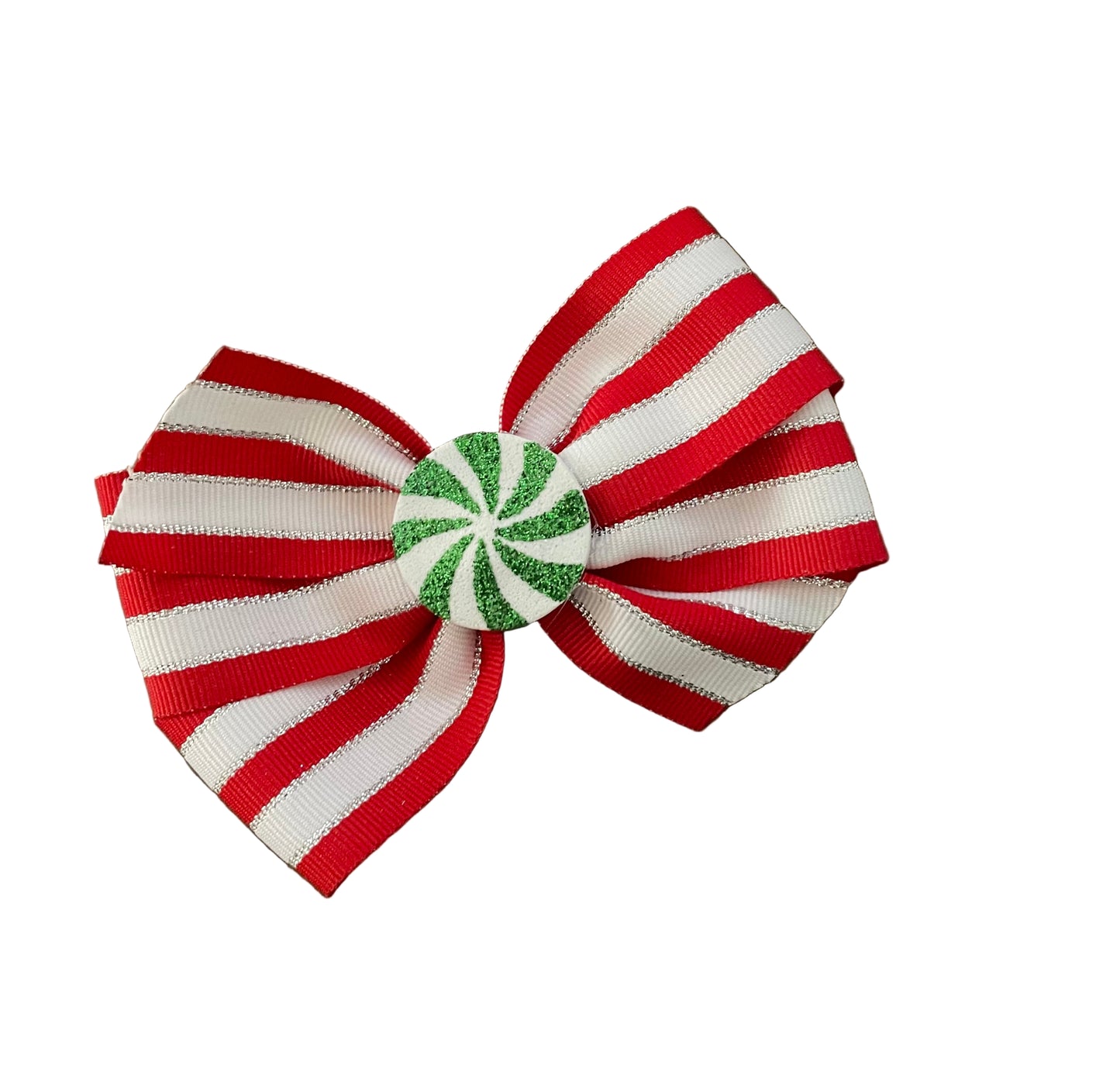 Peppermint Twist Striped Hair Bow, girl, holiday