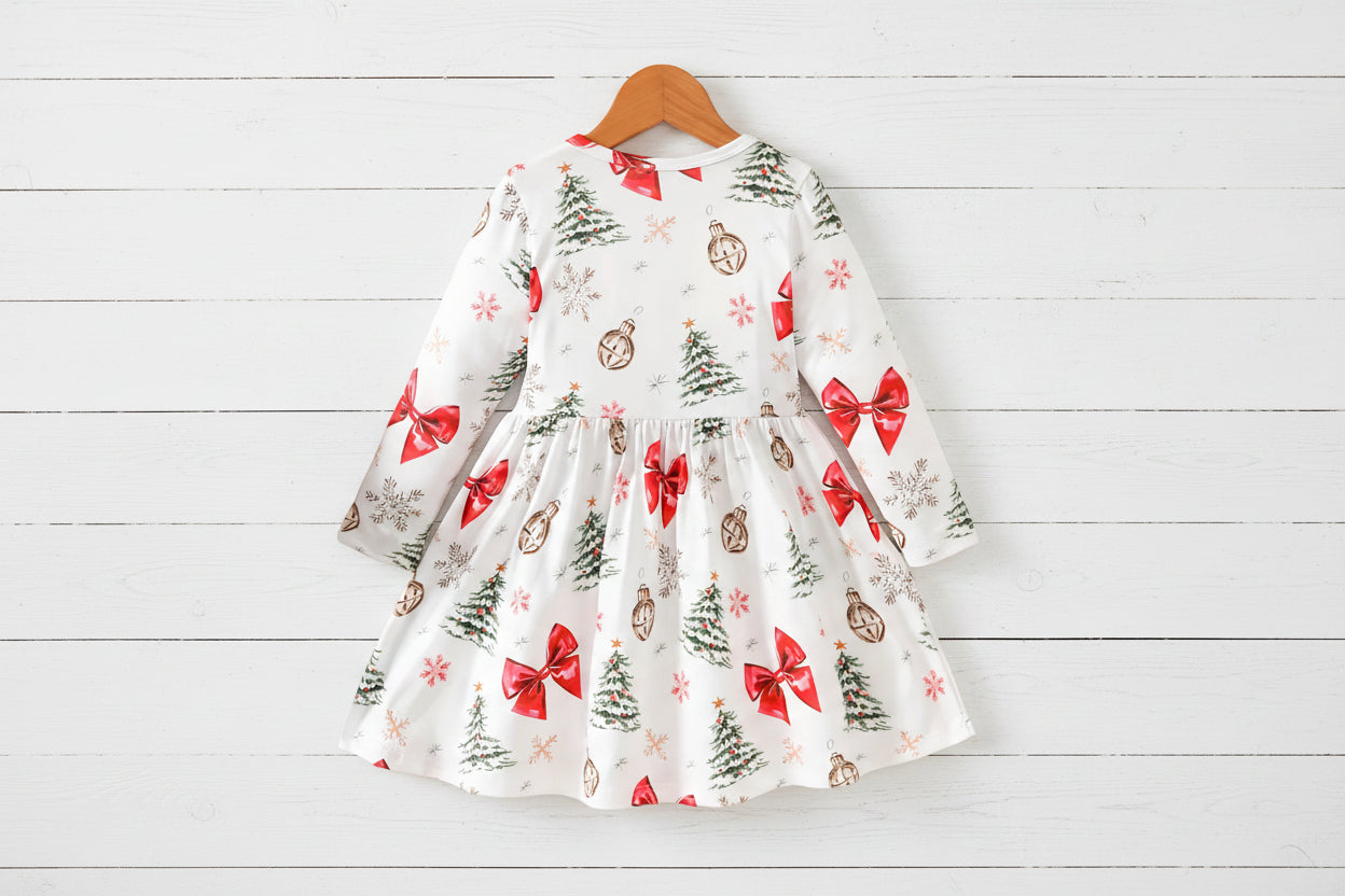 Holiday Decorations Twirl Dress, Milk Silk, girl's, Christmas