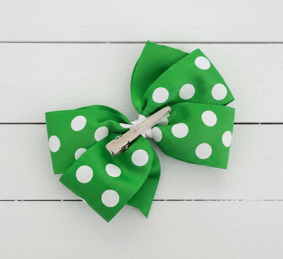 Green Polka Dot Hair Bow, girl, holiday, Spring