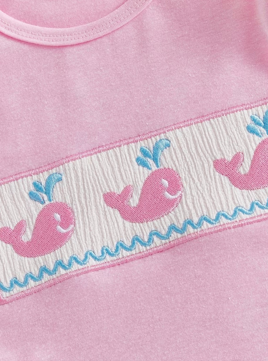 Pink & Blue Striped Whale Short Set, girls, Spring, Summer / COMING SOON