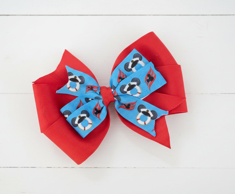 Captain Mickey Hair Bow, clip, girl, Disney, mouse, cruise