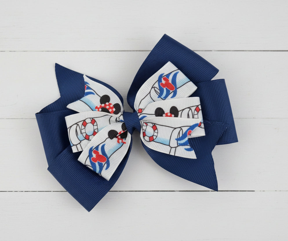 Ahoy Mickey Hair Bow, clip, girl, Disney, mouse, cruise