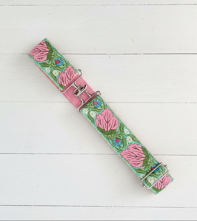 Pink & Green Floral Print Belt, Adjustable, gift, women, teen