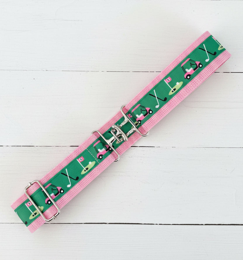 Pink & Green Golf Print Belt, Adjustable, gift, women, teen