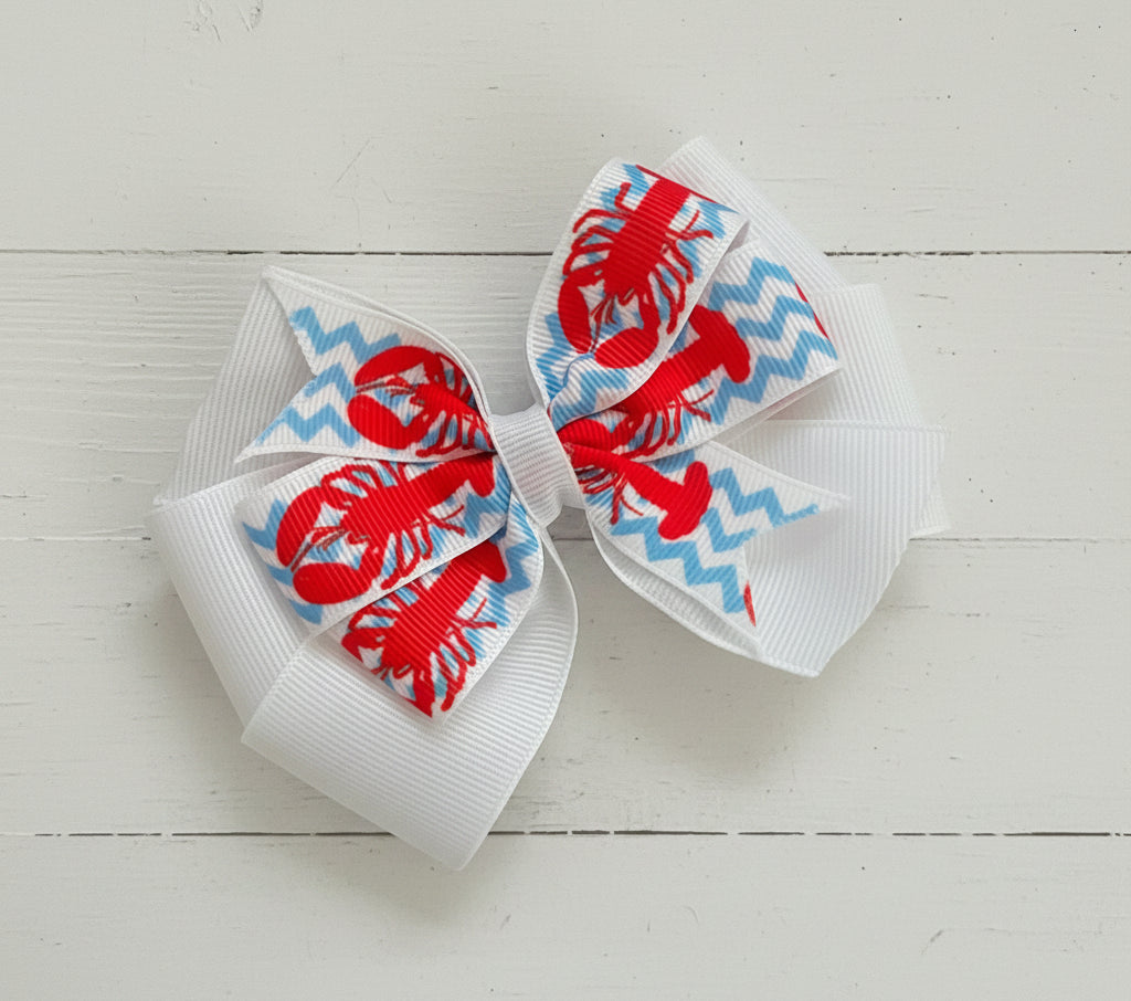 Cute Lobsters Hair Bow, girl, clip, vacation, beach, Summer
