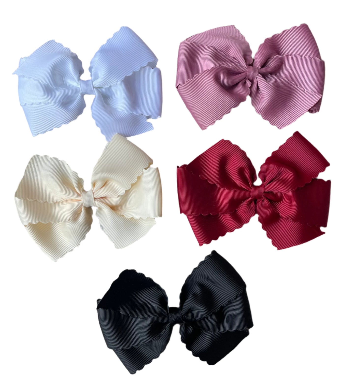 Scalloped Hair Bow, Accessory, grosgrain, girl, Back to School