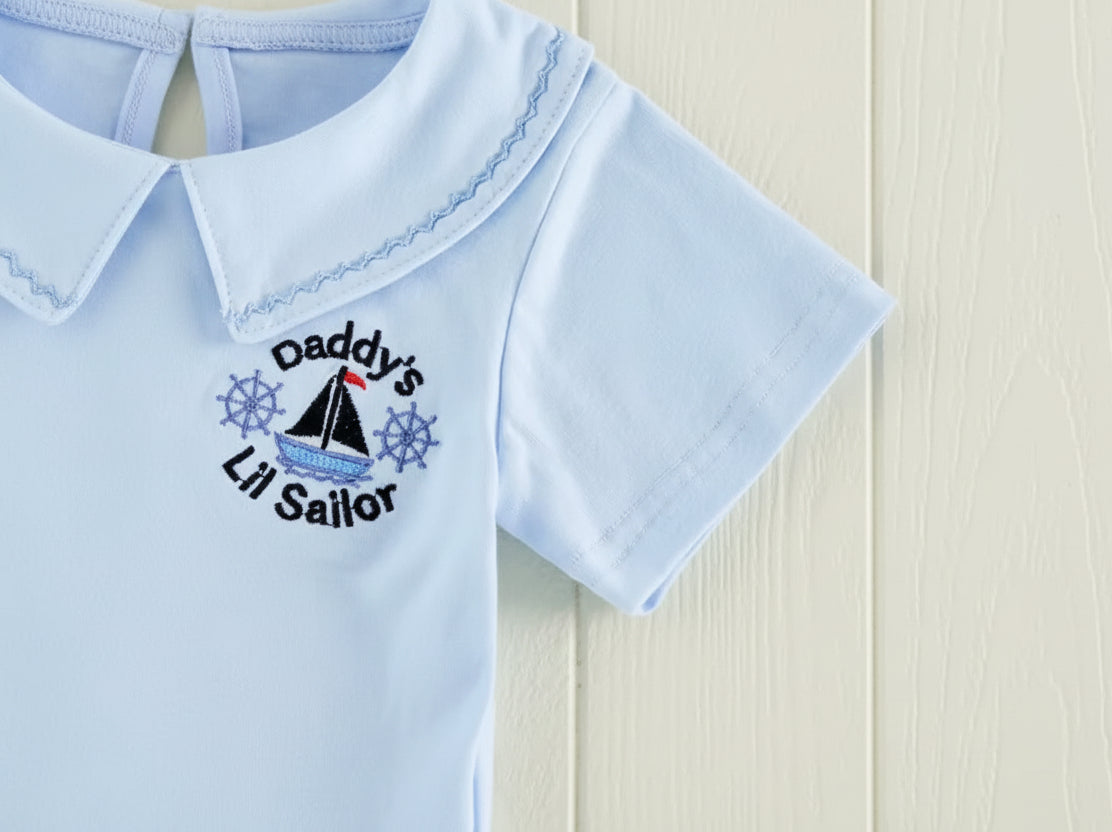 Daddy's Lil Sailor Short Outfit, Short Sleeve, baby, boy, toddler