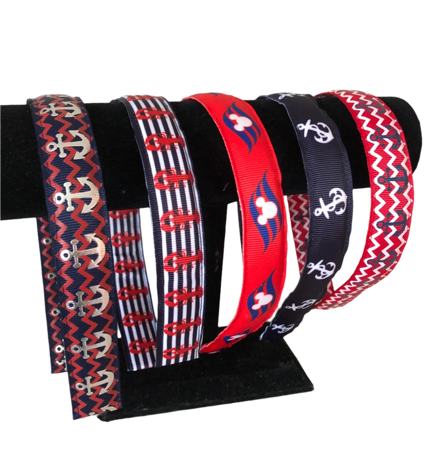 Nautical Print Headbands, Red & Blue