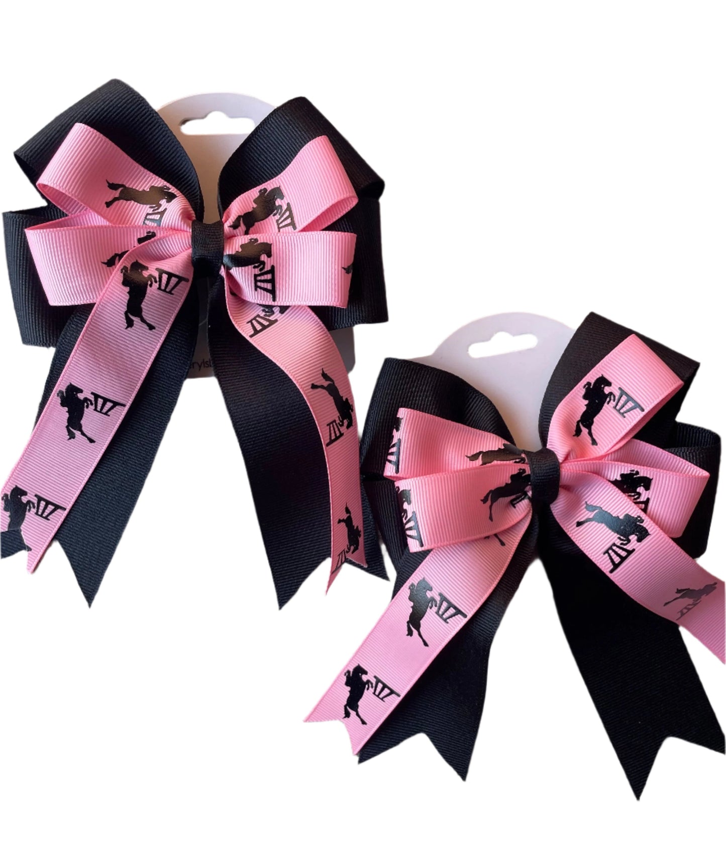 Equestrian Bow, Black & Pink, Horse, Hair, Show