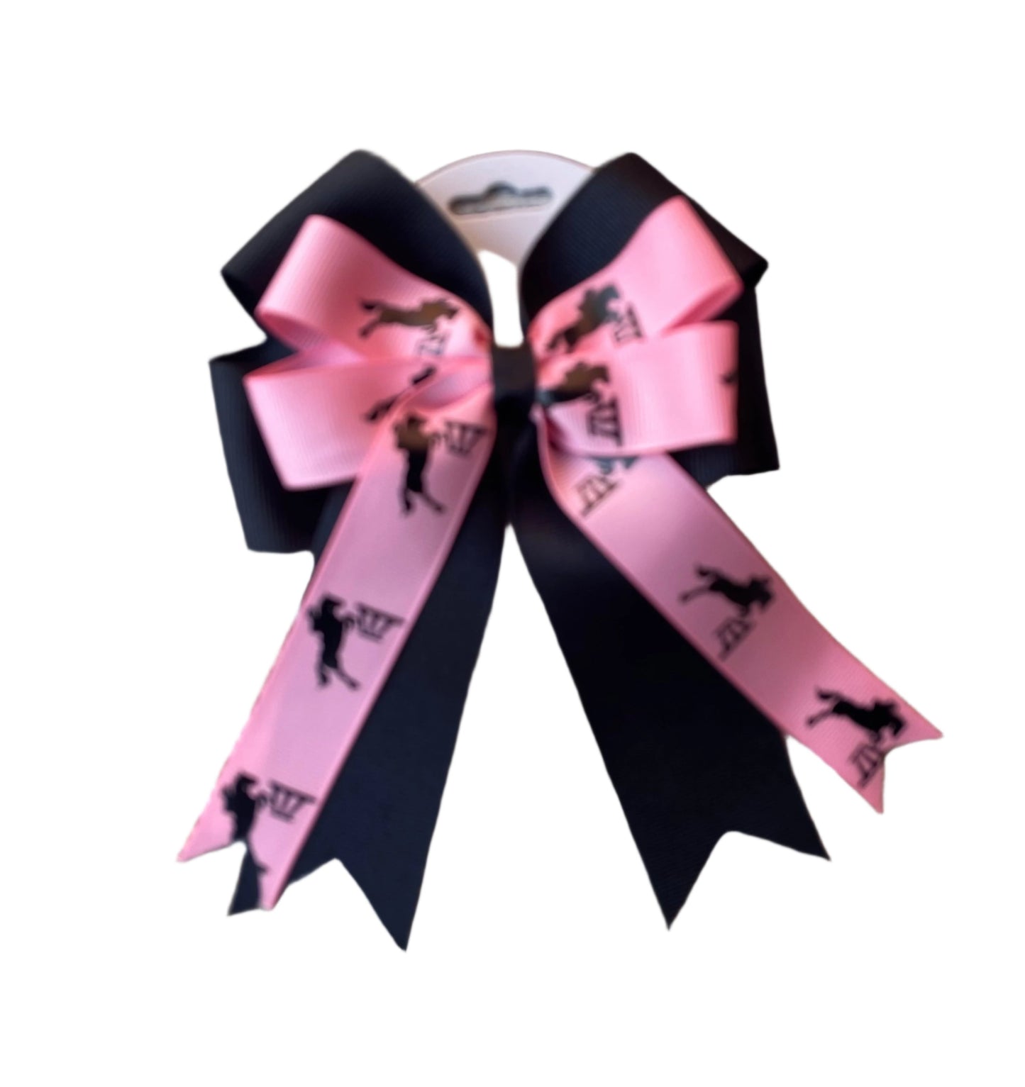 Equestrian Bow, Black & Pink, Horse, Hair, Show