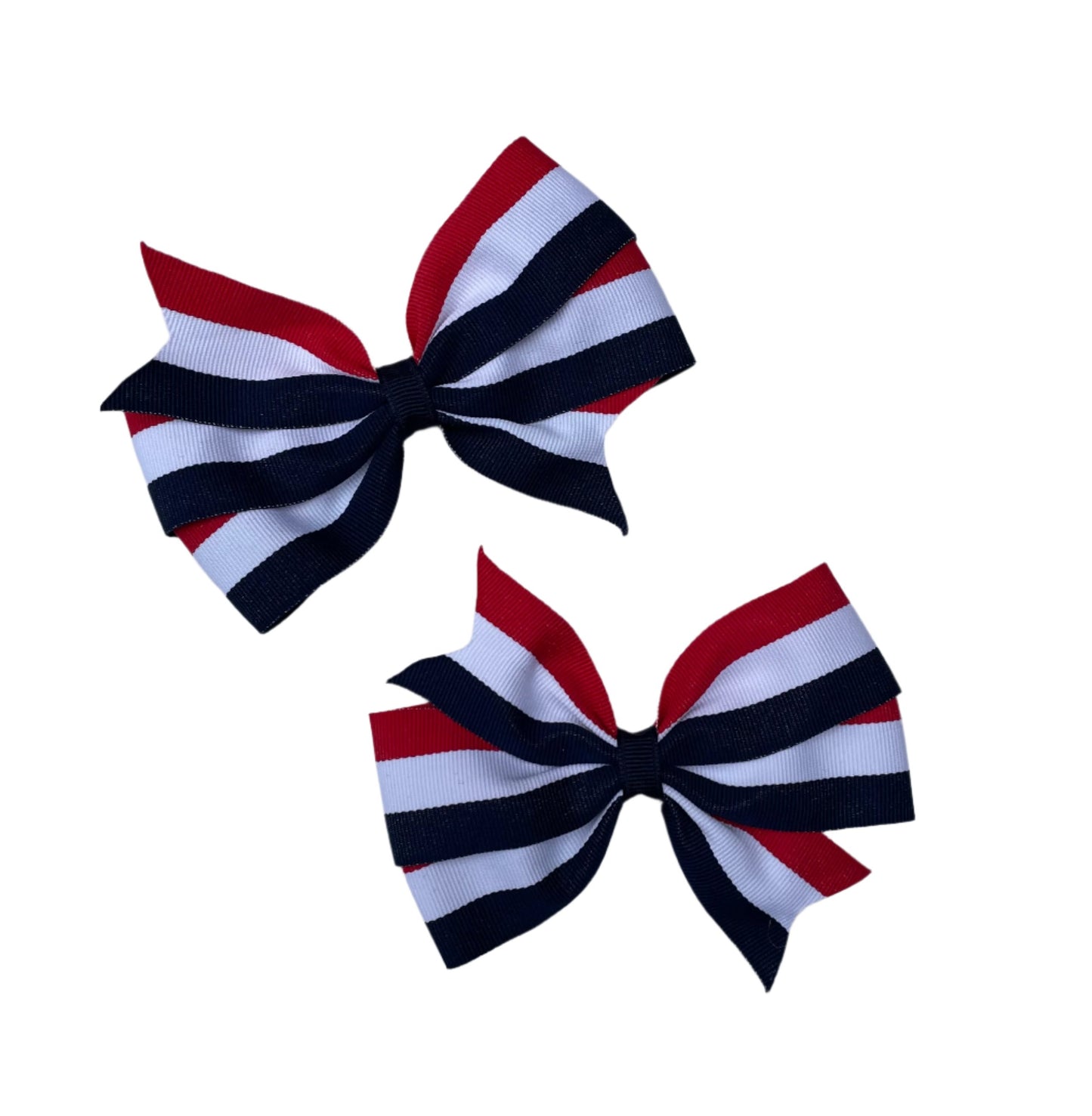 Striped Red, White & Blue Hair Bow, Holiday, Patriotic, 4th of July