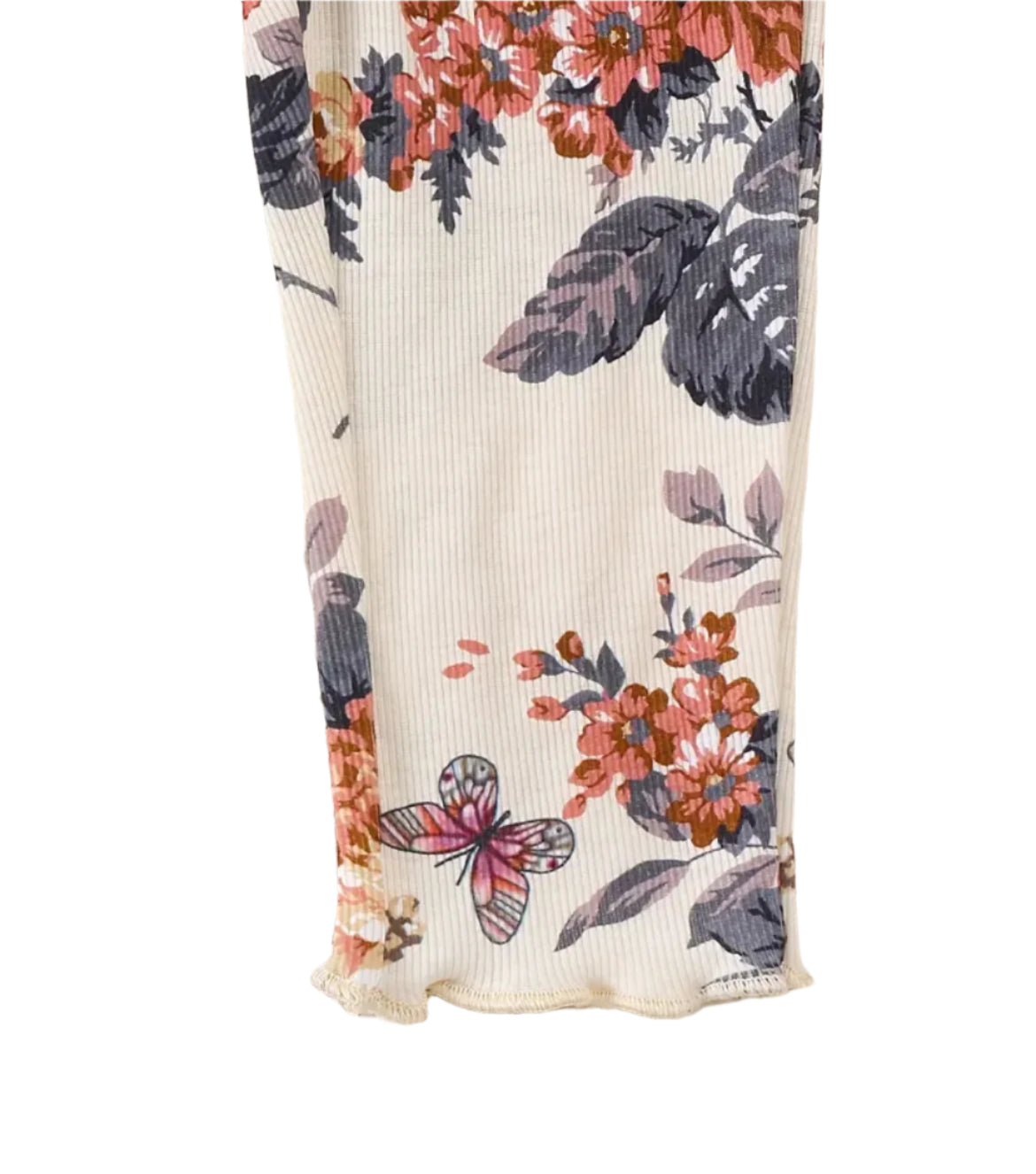Flower Ribbed Outfit, set, girl's, Fall