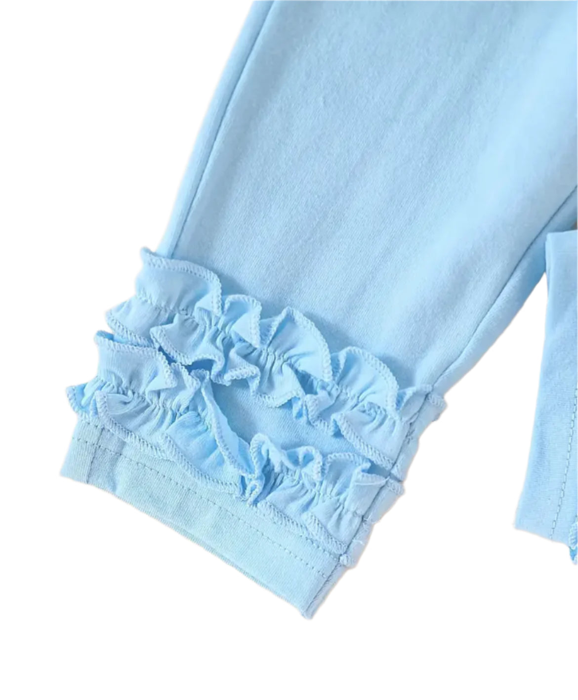 Blue Floral Ruffle Outfit, girl, set, leggings, top, kids
