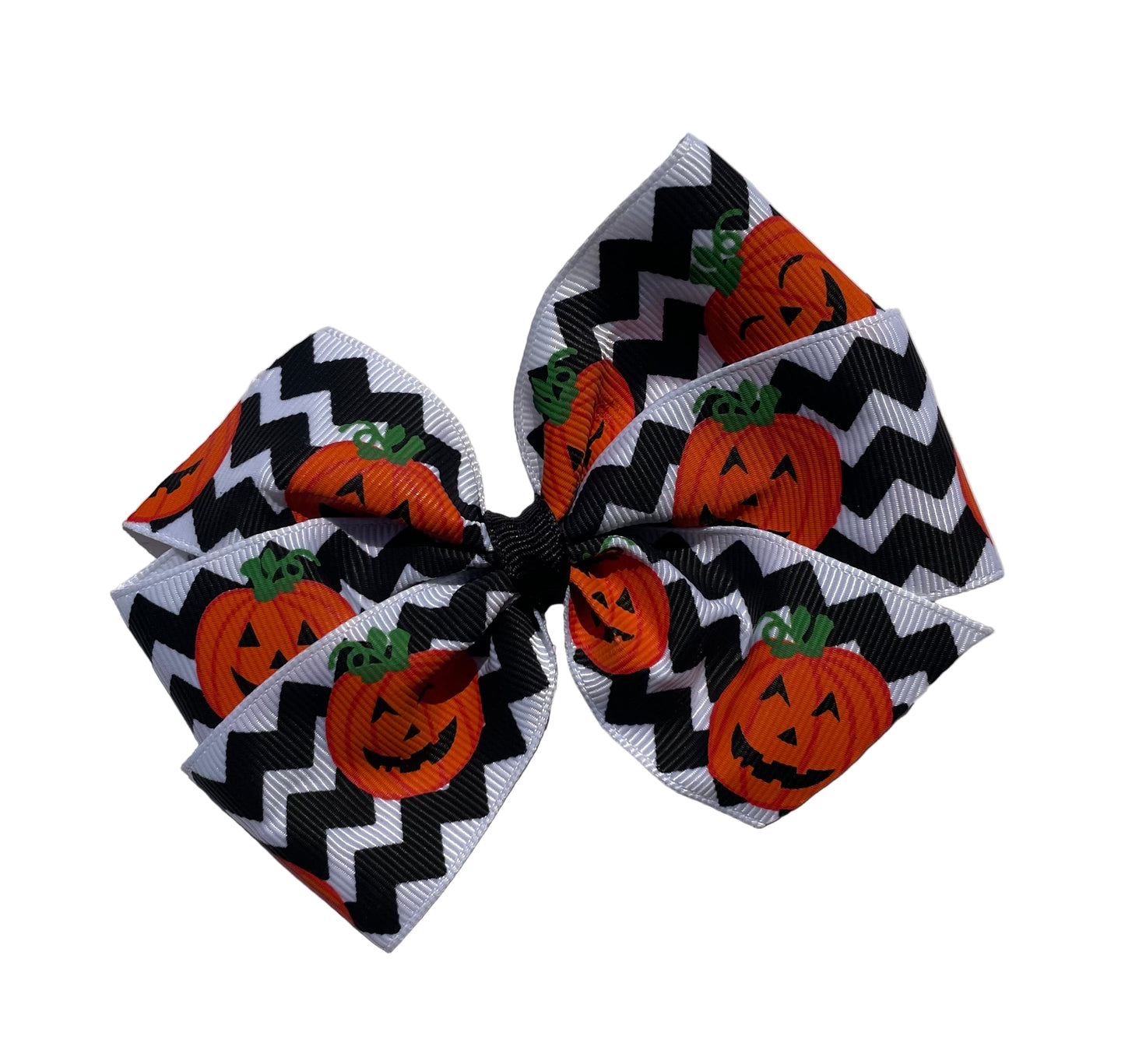 Chevron Pumpkin Halloween Hair Bow, clip, Fall, kids