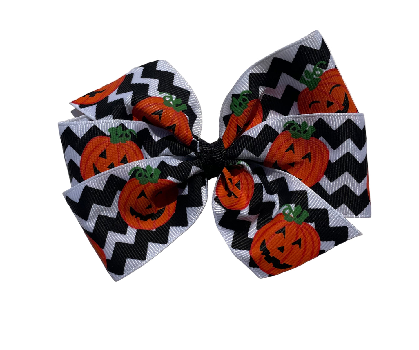 Chevron Pumpkin Halloween Hair Bow, clip, Fall, kids
