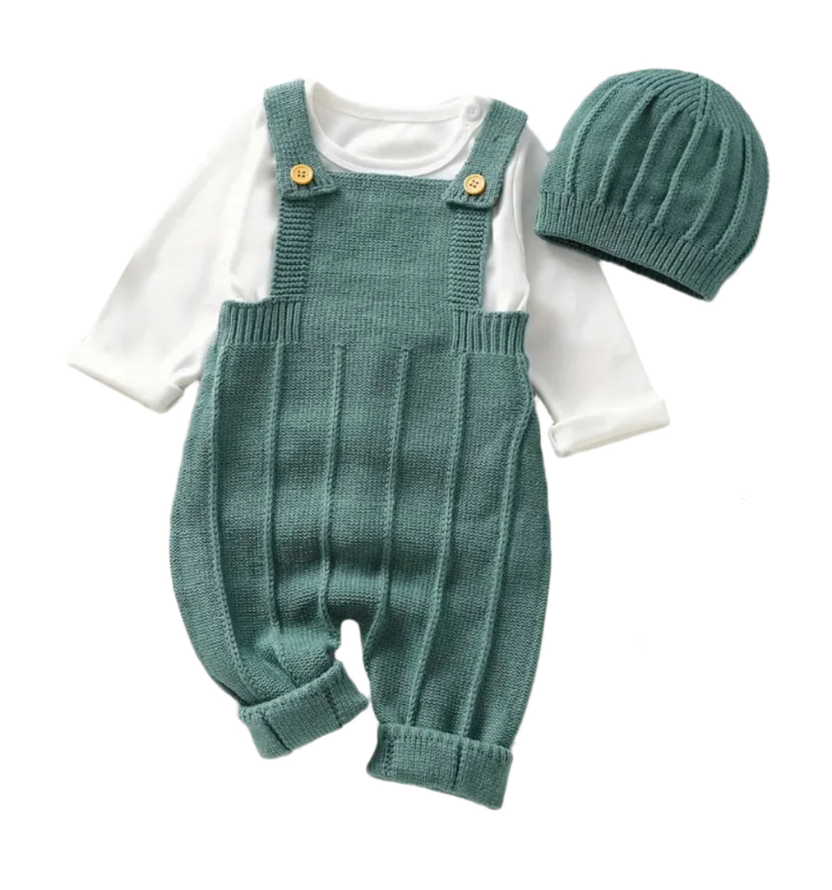 Green Knit Romper with Hat, gift, infant, baby