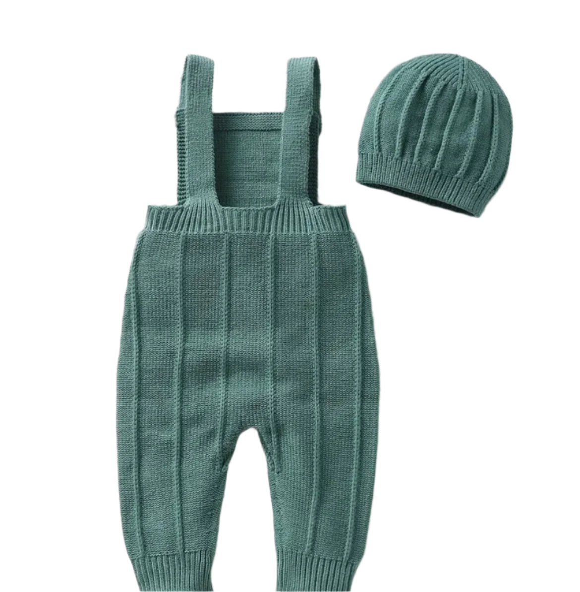 Green Knit Romper with Hat, gift, infant, baby
