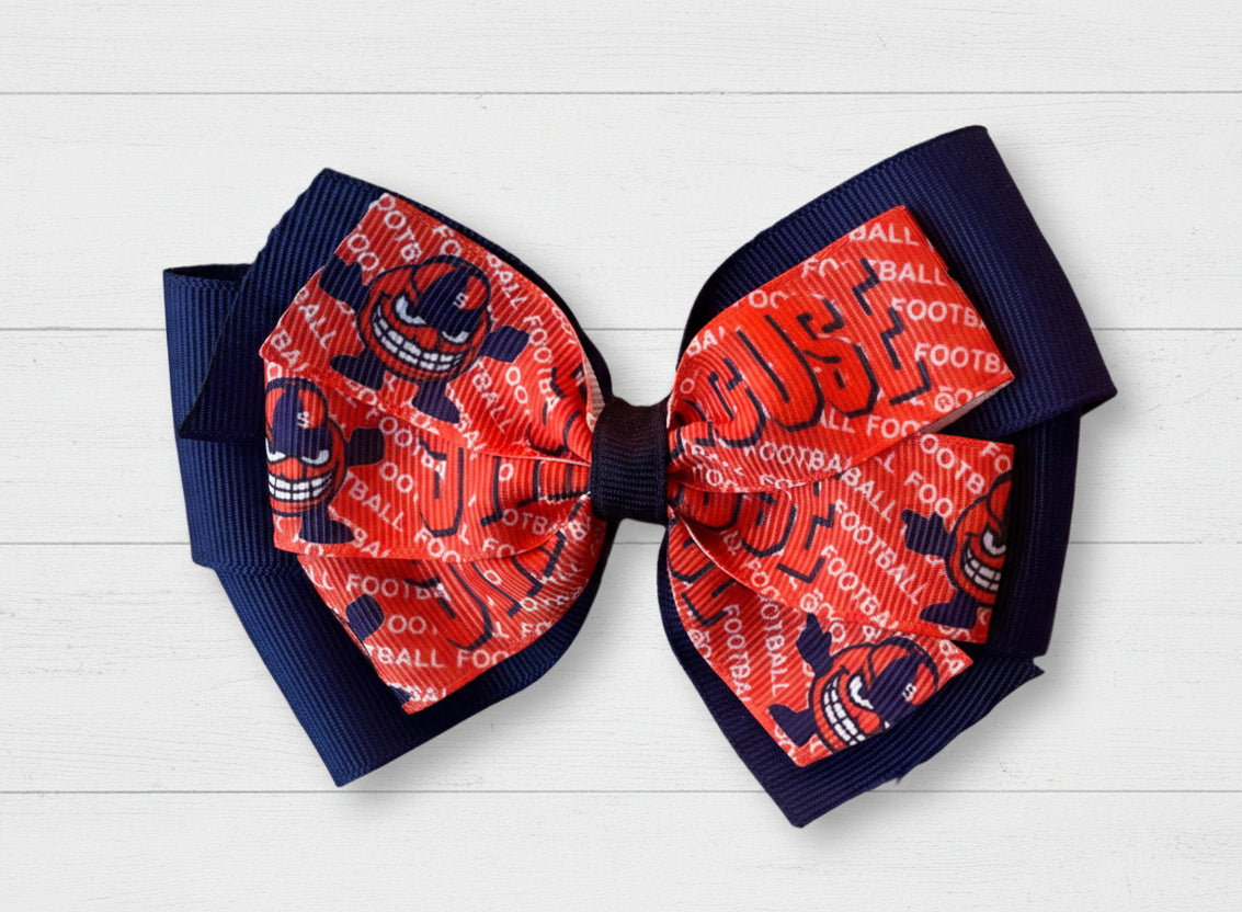 Collegiate Double Hair Bow, Syracuse