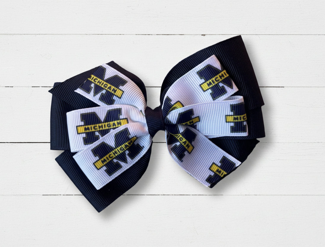 Collegiate Hair Bow, University, Michigan, Wolverine