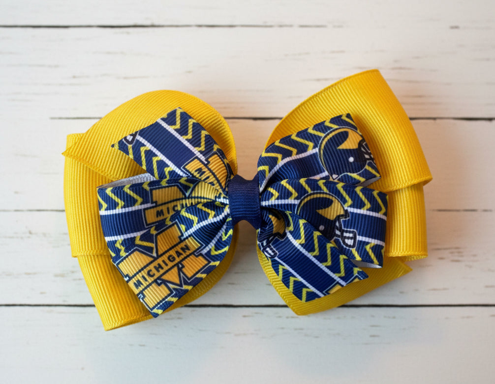 Collegiate Hair Bow, University, Michigan, Wolverine Football
