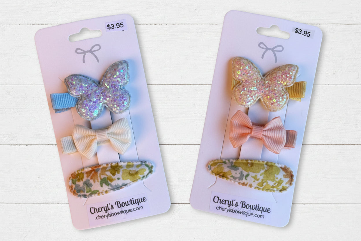 Bitty Hair Bow Sets - Spring is Here, clip, girl, baby, snap