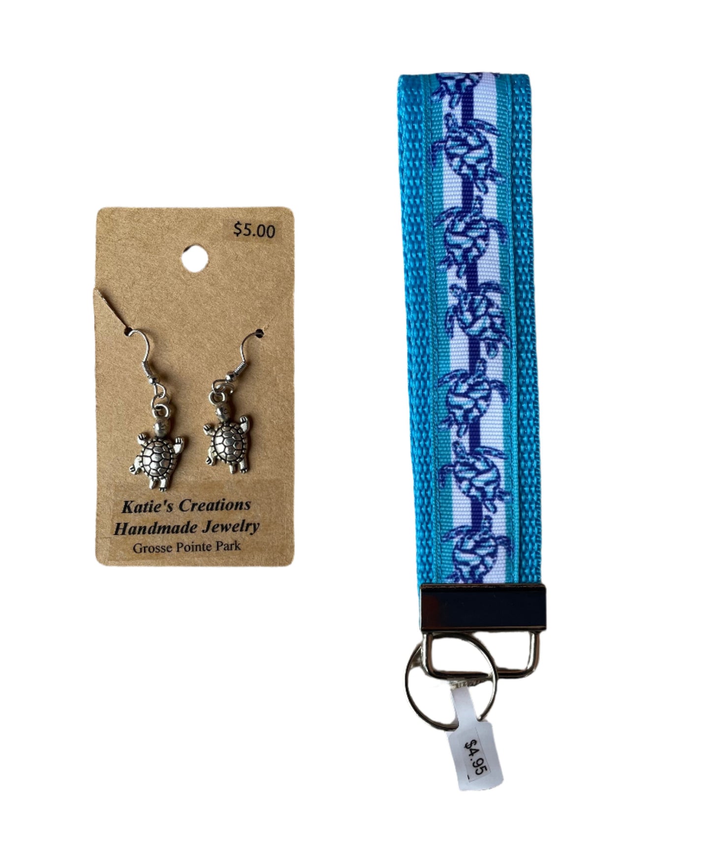 Sea Turtle Gift Set, Earrings, Key FOB, girl, teen, women