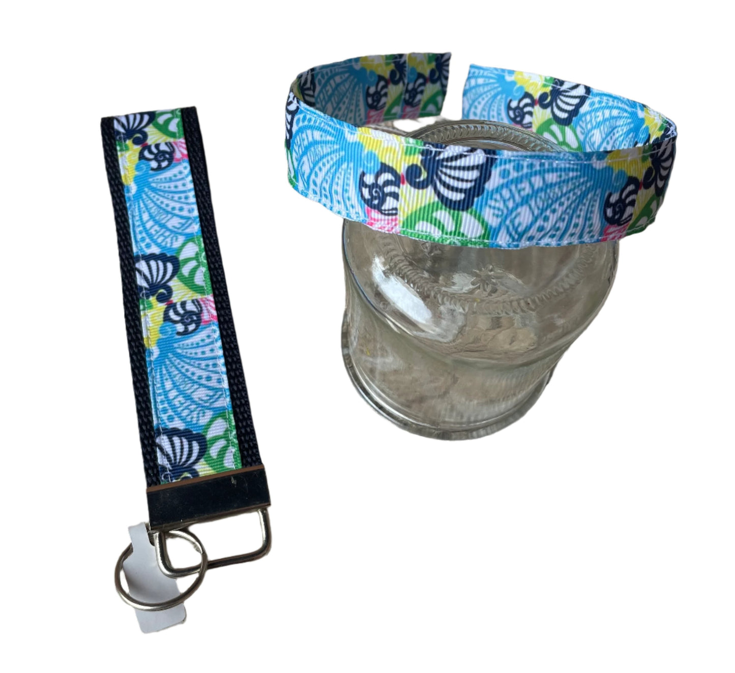 Sea Shell Print Gift Set, Headband, Key FOB, girl, teen, women