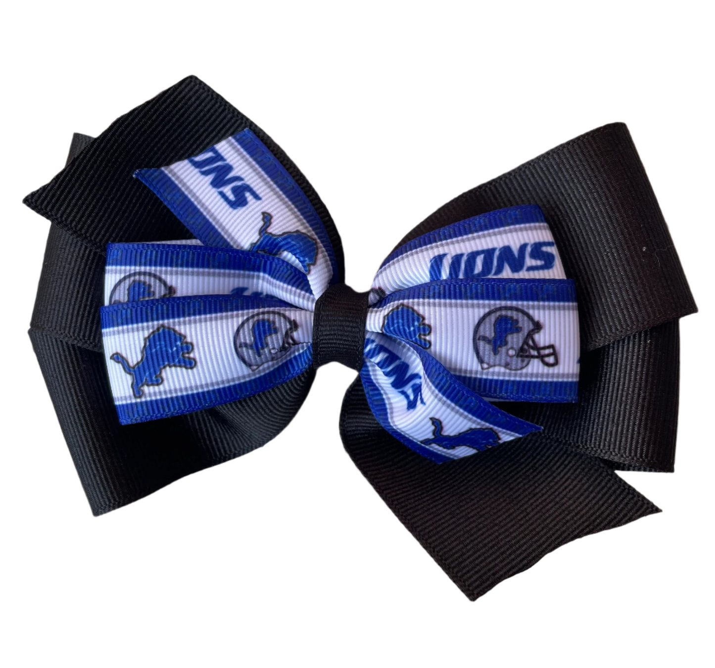 Detroit Lion's Double Hair Bow/Black, football, kids, teen, adult, sports