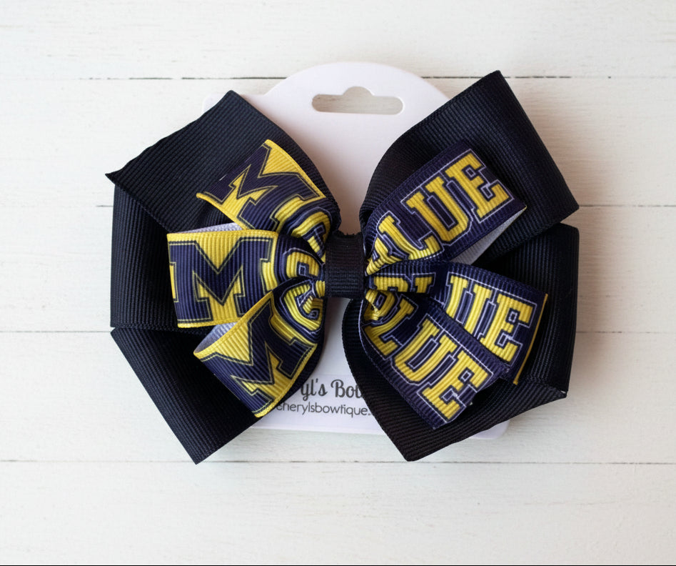 Collegiate Hair Bow, Michigan, Wolverine, University