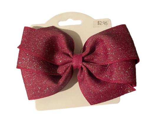 Burgundy Glitter Hair Bow, girl, holiday, Valentines