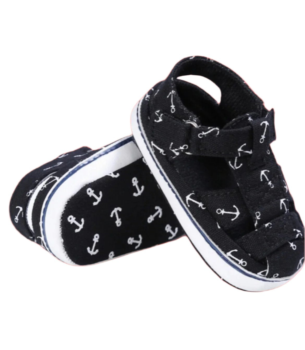 Nautical Black Anchor Walkers, baby, infant - SALE