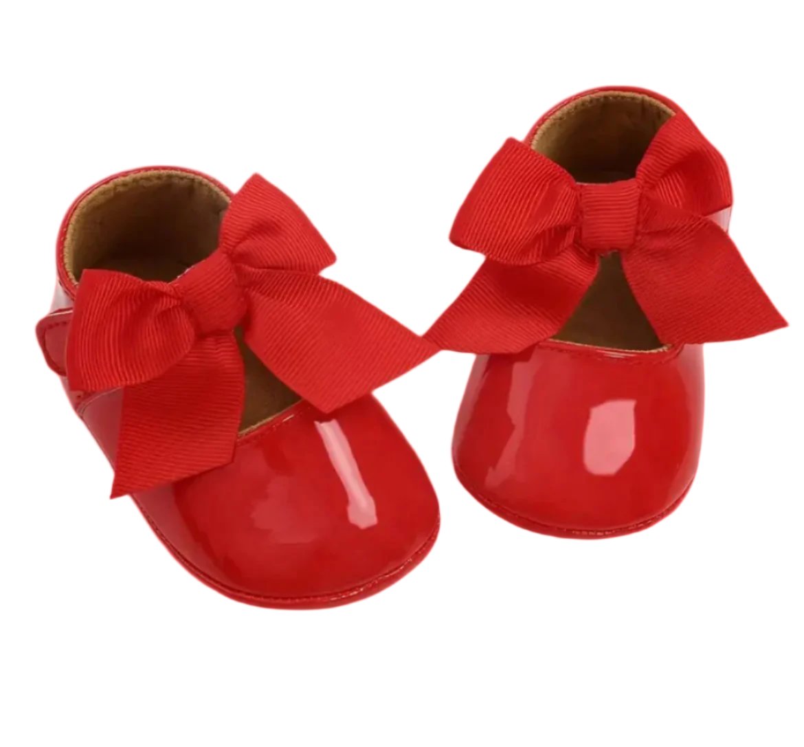 Red Bow Knot Mary Jane Walkers, baby, infant, holiday, Valentine's
