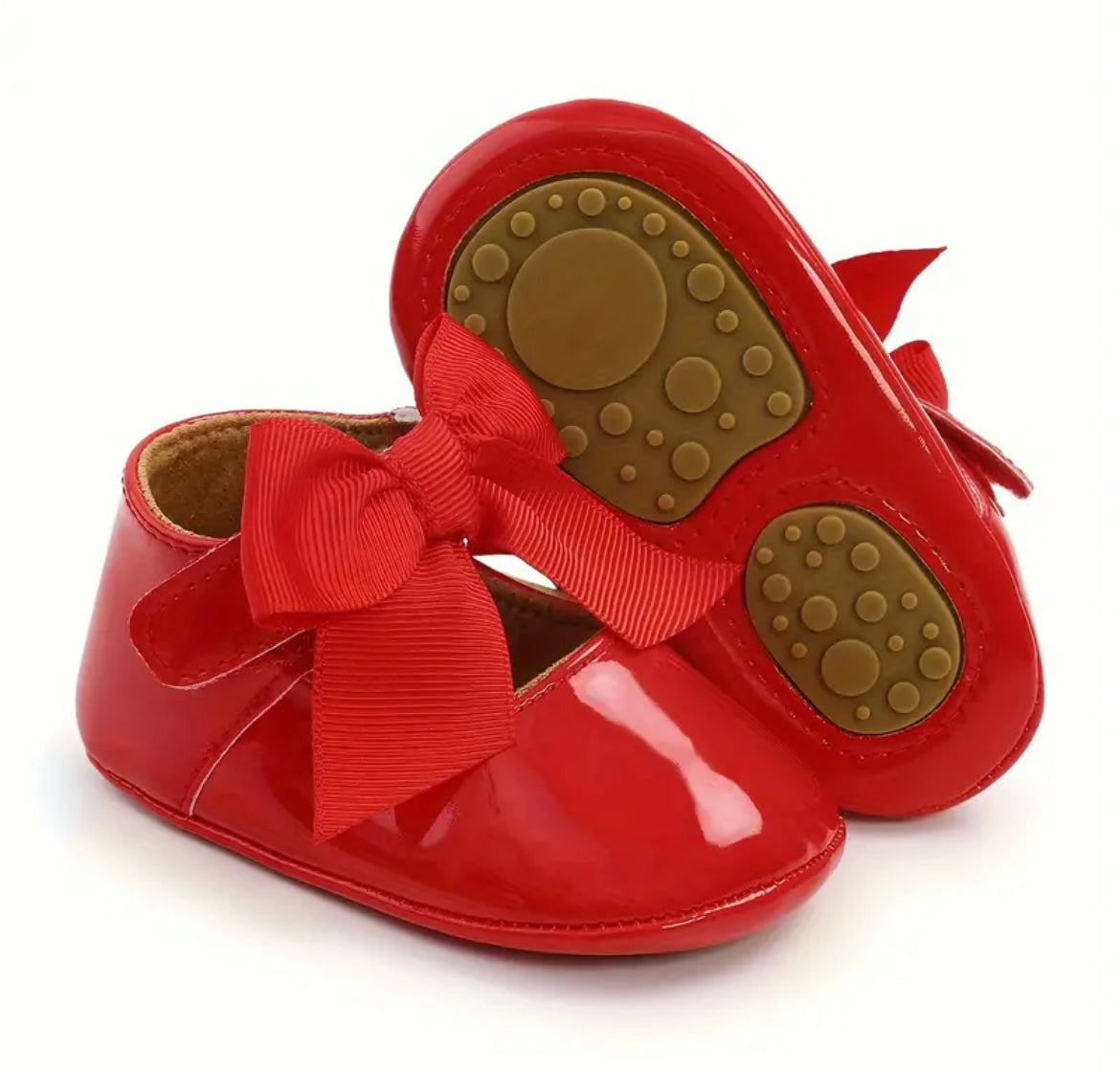 Red Bow Knot Mary Jane Walkers, baby, infant, holiday, Valentine's
