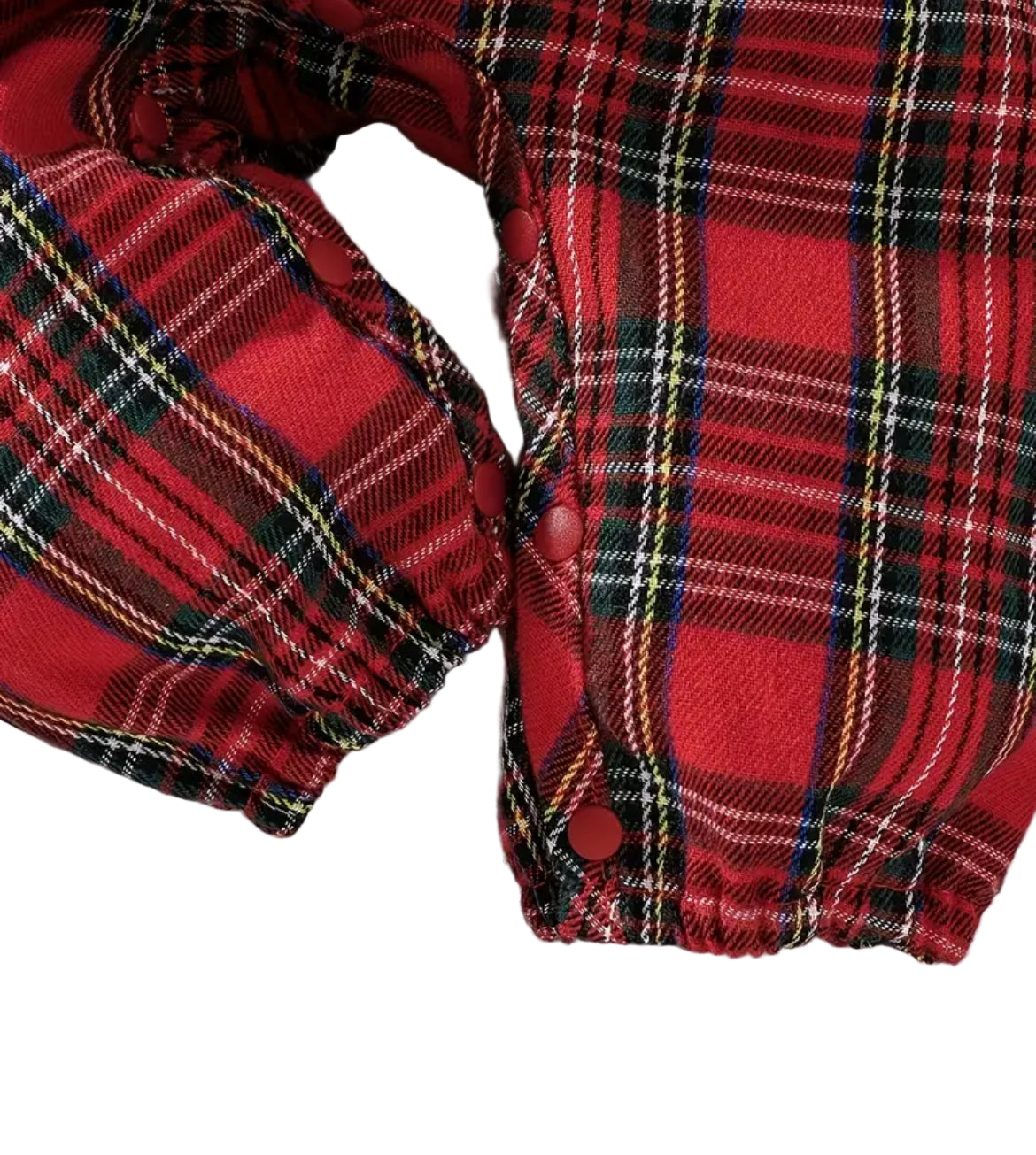 Red Tartan Plaid Holiday Romper w/Headband, Baby, Infant, Winter, Christmas